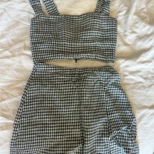 Reformation Baker/Vio Slate Checkered Two Piece Set